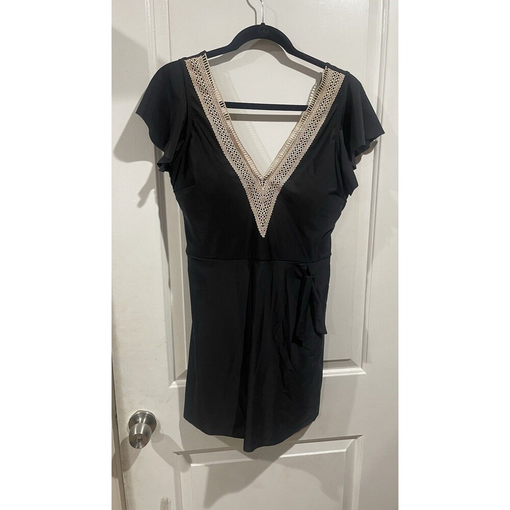 Blooming Jelly Women’s Black One Piece Swimsuit Embroidered Dress Tommy Cont.